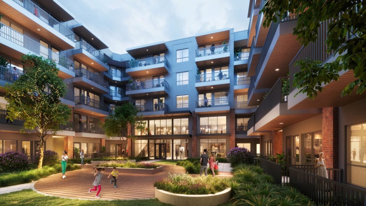 Rendering of the interior courtyard at The Dahl