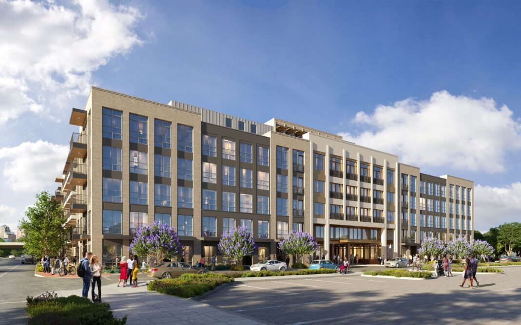 Street-level rendering of The Dahl at 3525 Ash Lane near Fair Park