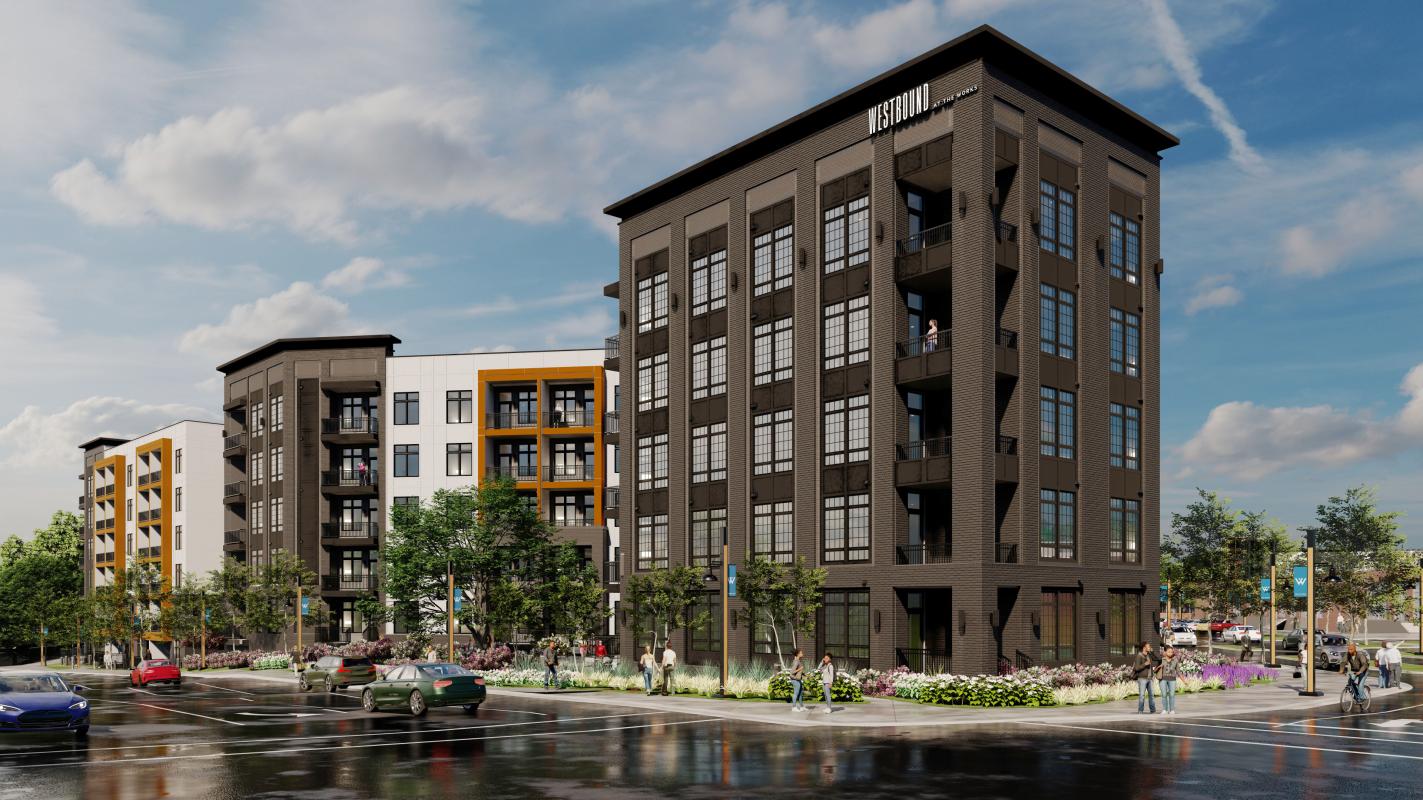 Images: Project now coined 'Westbound at The Works' tops out ...