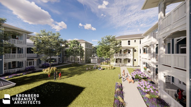 Central courtyard green at The 404 @ Oliver Street (Kronberg Urbanists + Architects)