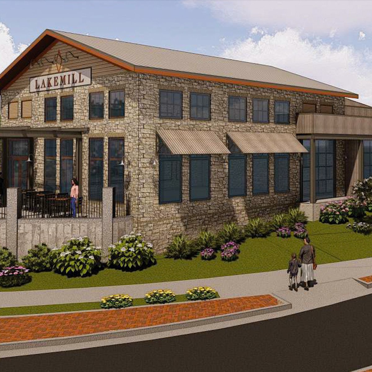 Detailed rendering of the Lakemill building at Woodstock Mill District