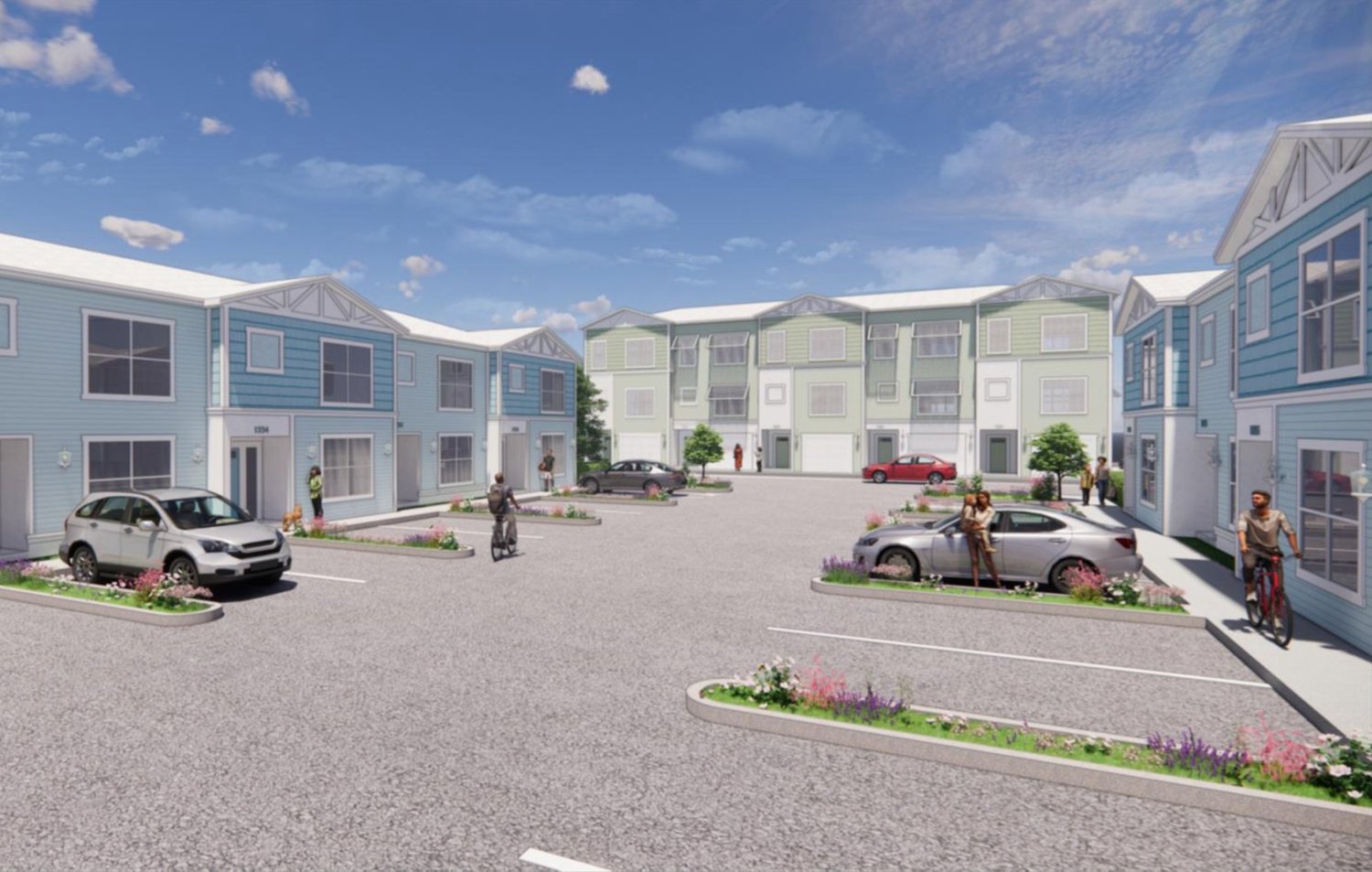 Rendering of the planned 40-unit affordable townhome community in South St. Petersburg