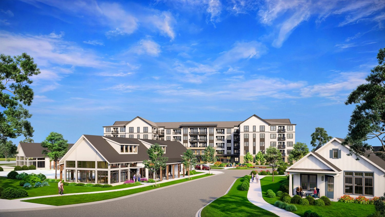 Rendering of the Wellness Center and Active Adult Flats at Cadia Village Matthews