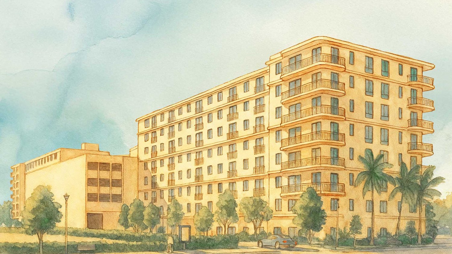 Illustrated rendering of the proposed Lyra Palmetto Bay residences