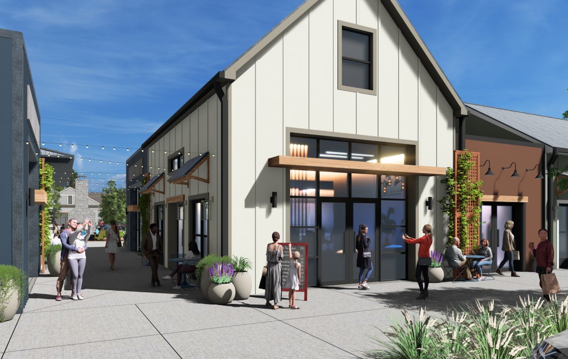 Rendering of the retail village at Meadow Glen Village