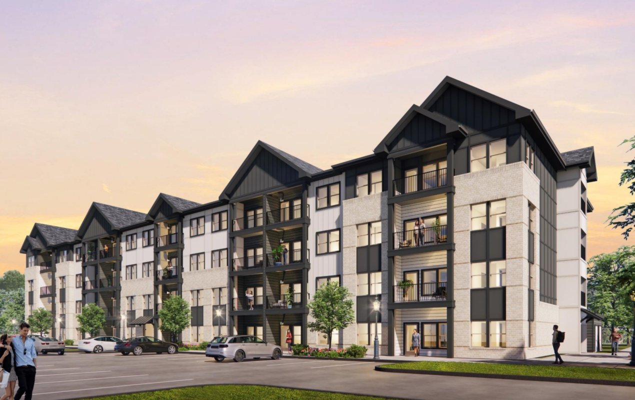 Rendering of the residential buildings at Meadow Glen Village in Fairburn