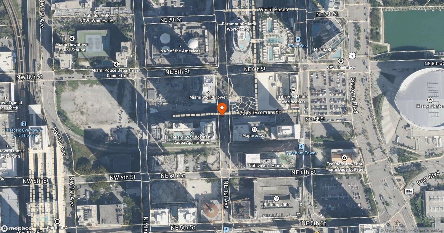 Site of Miami Worldcenter Block E Retail/Office Building at 710 NE 1st Avenue, Miami, FL 33132