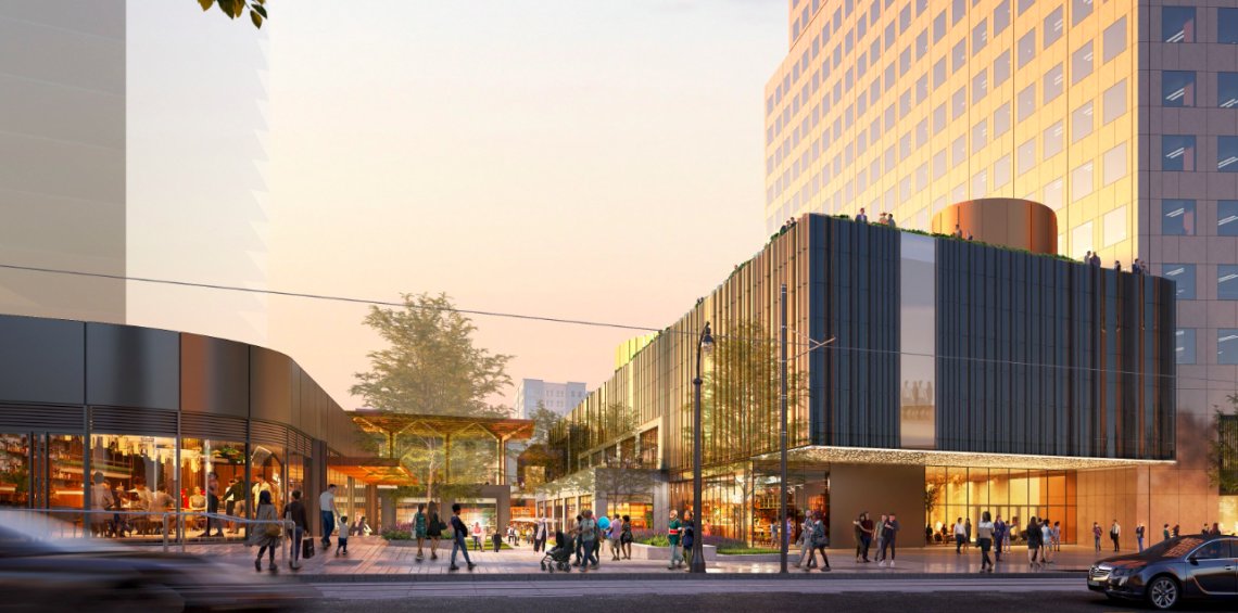 Rendering of the proposed retail podium at the Georgia-Pacific Center conversion, now cancelled