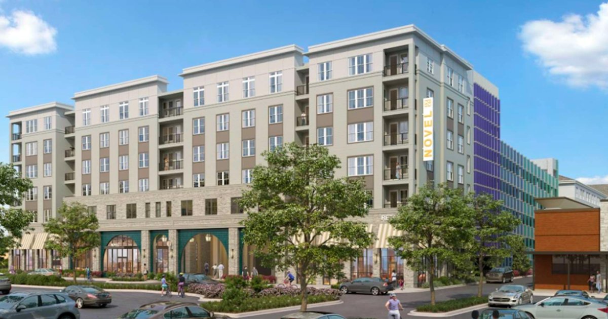 Rendering of NOVEL Richland Creek at 40 White Bridge Pike, showing ground-floor retail and the NOVEL-branded residential building