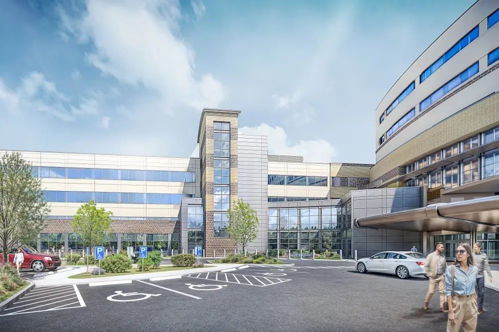 Rendering of the St. David's South Austin Medical Center expansion and new patient tower entry