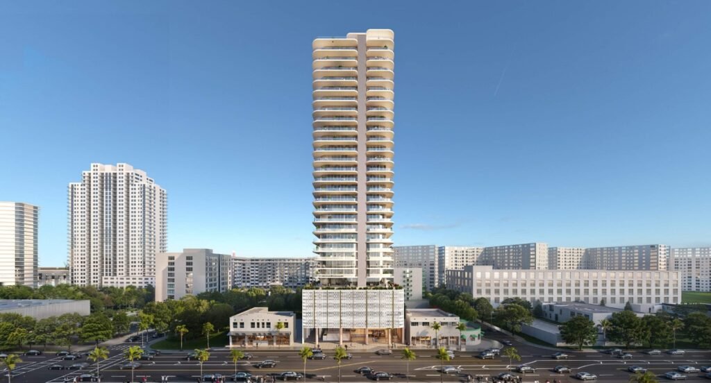 Rendering of the proposed 740 Alton Road Live Local tower in Miami Beach