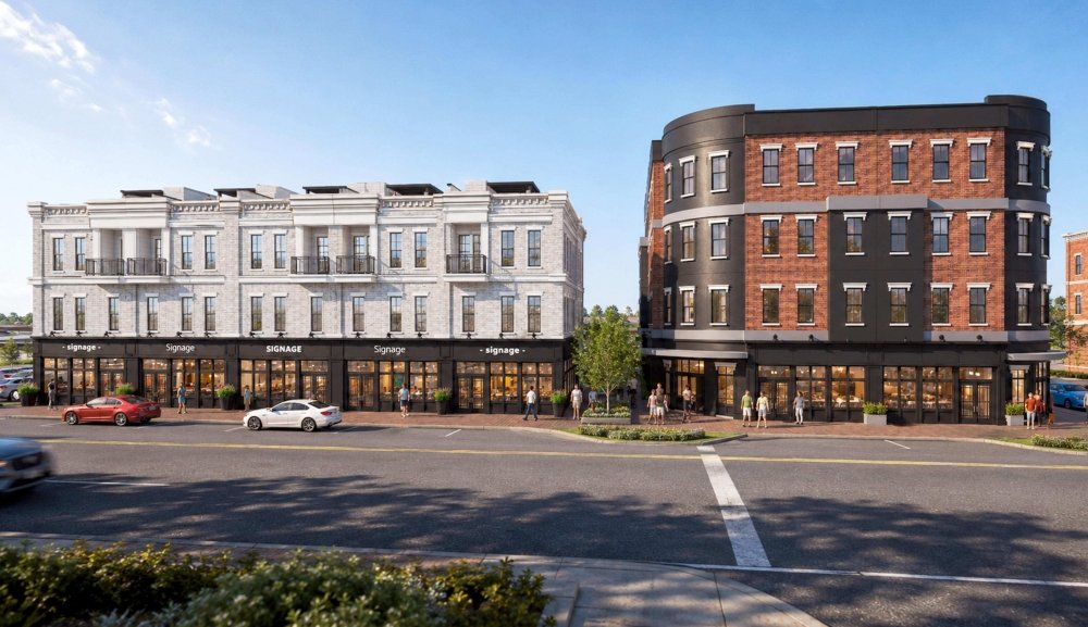 Rendering of the proposed Downtown Celina Mixed-Use Development with ground-floor retail