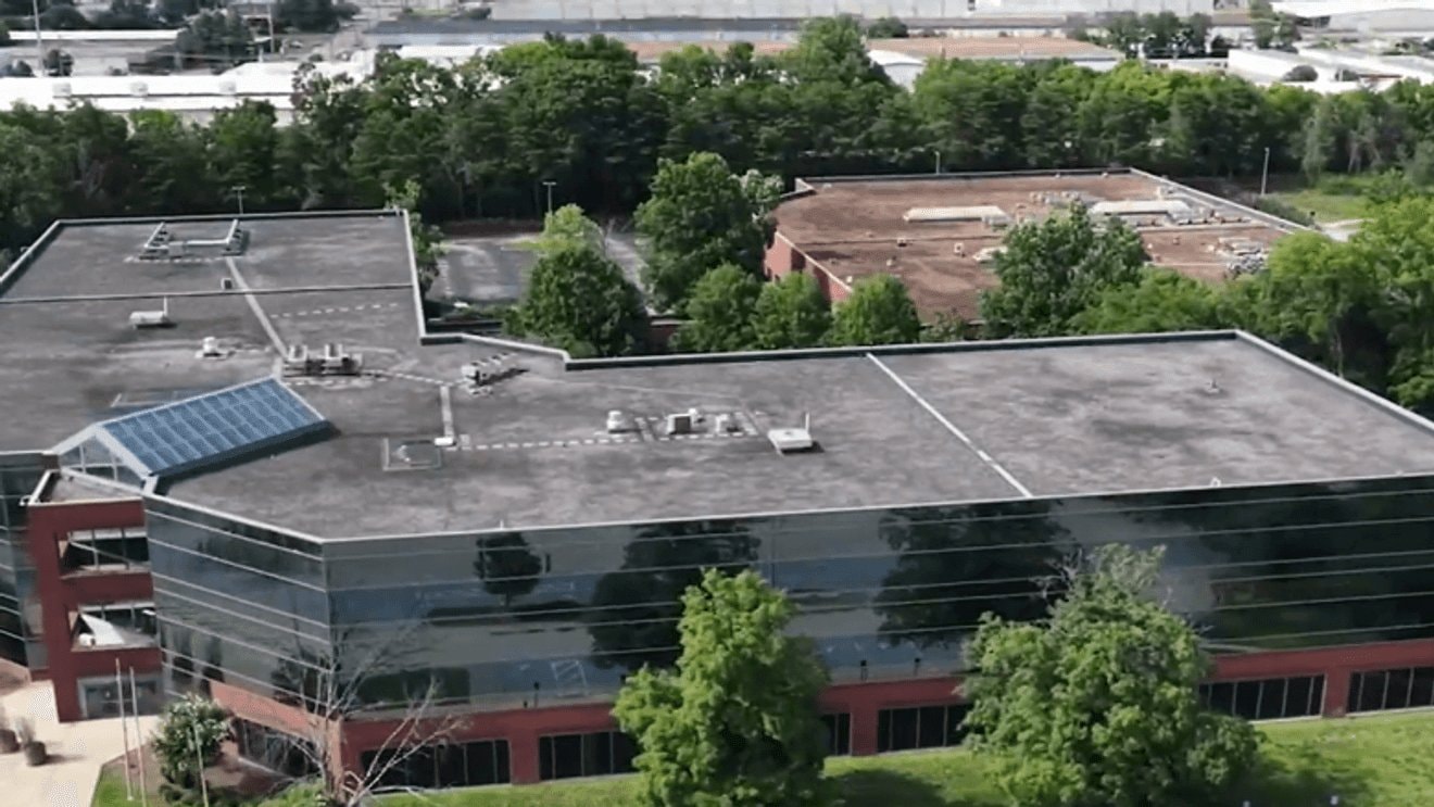 Aerial view of the existing office buildings at 648 Grassmere Park Drive, the site of DC BLOX's proposed data center