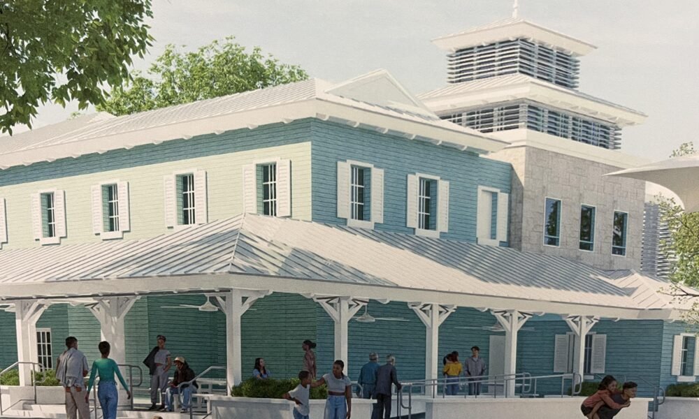 Rendering of the new Armbrister Park Community Center's covered porch and entry plaza