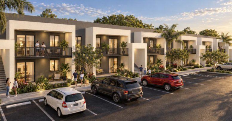 Rendering of the proposed 76-unit complex at 1927 NW 105th St, Miami