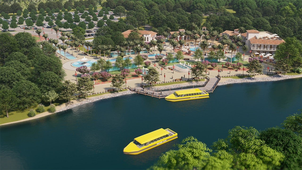 Rendering of ZooTampa's expansion along the Hillsborough River with water taxi service