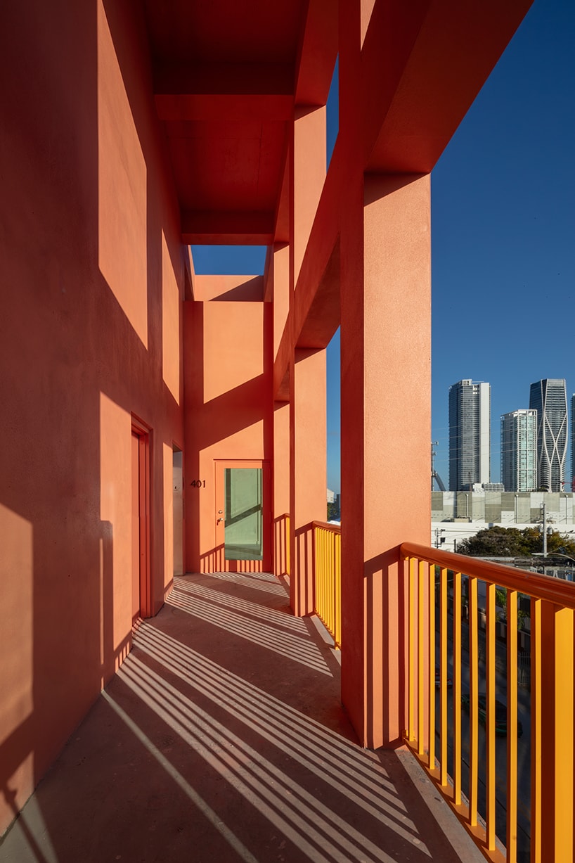 peach residential facade rethinks affordable housing in miami