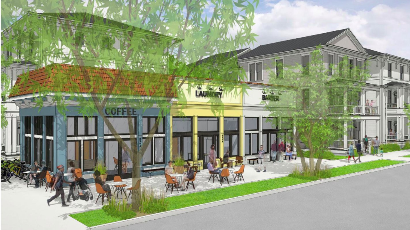Rendering of the proposed affordable housing and ground-floor retail in English Avenue