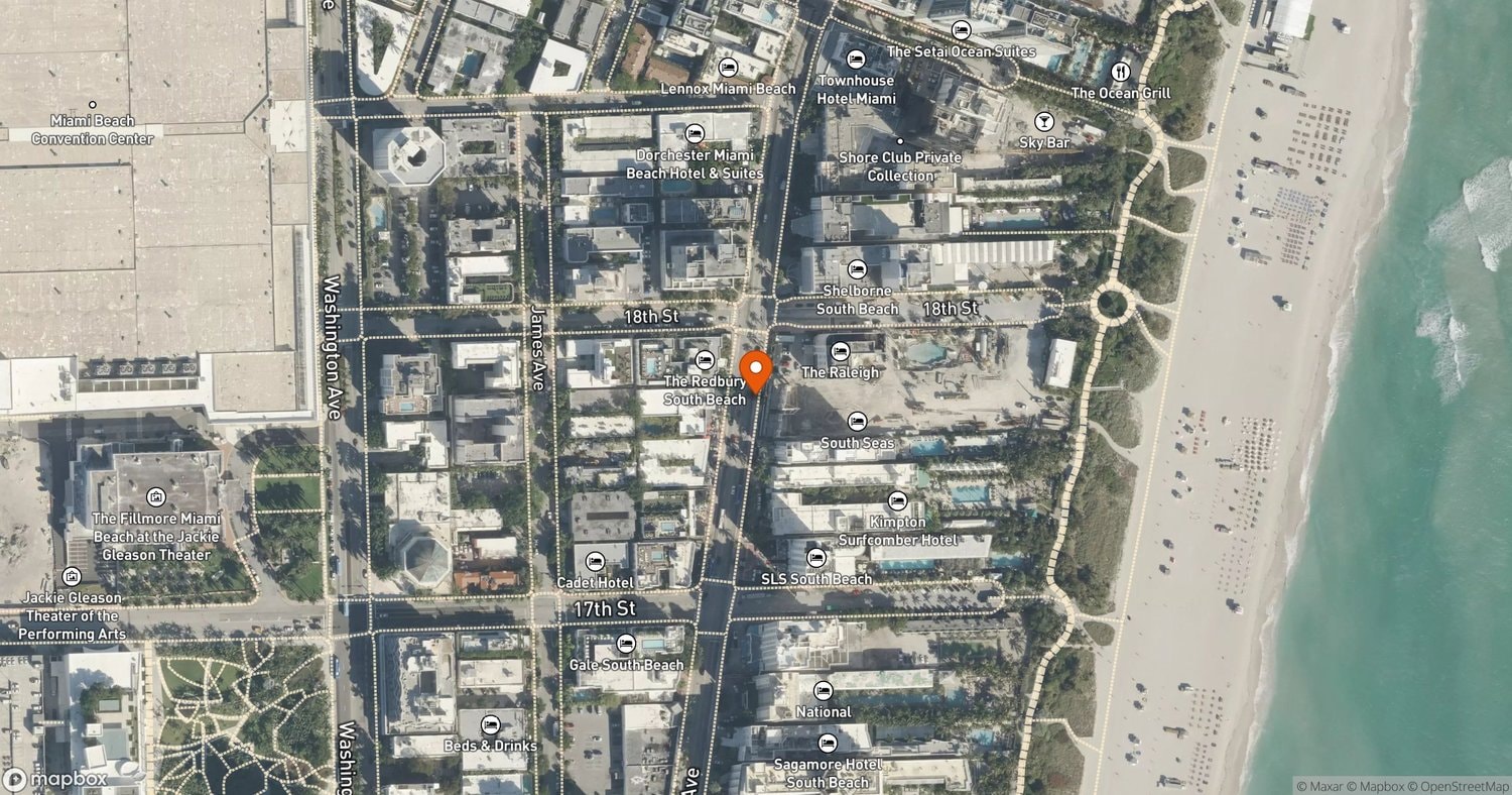 Site of The Raleigh, A Rosewood Hotel & Residences at 1775 Collins Avenue, Miami Beach, FL