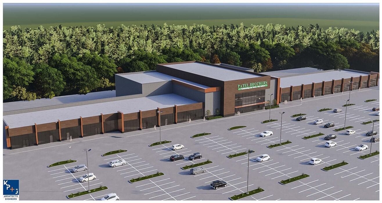 Aerial rendering of the Patel Plaza renovation in Decatur