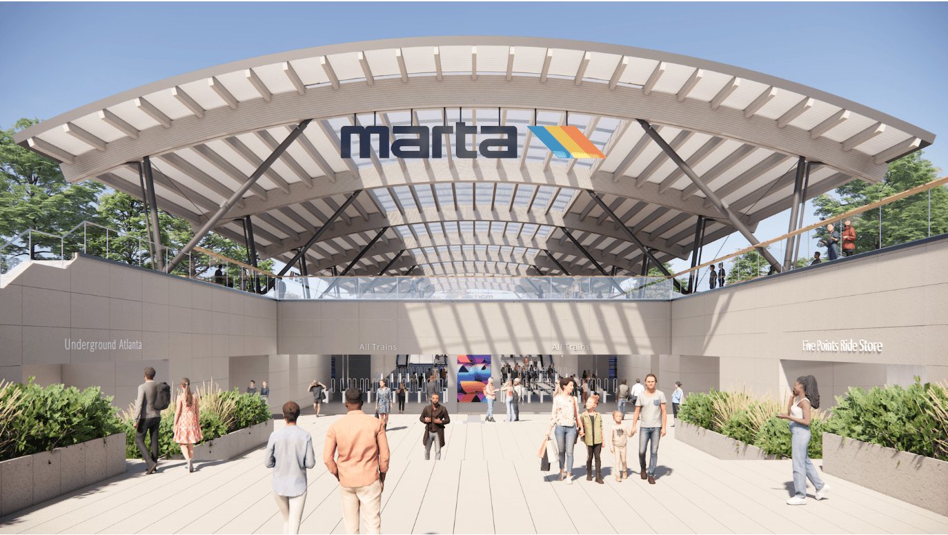 Rendering of the new Five Points Station entrance canopy, part of MARTA's Five Points Station Transformation