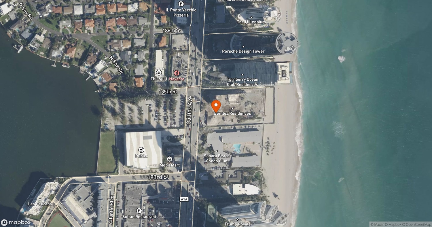 Site of Bentley Residences at 18401 Collins Avenue, Sunny Isles Beach, FL 33160