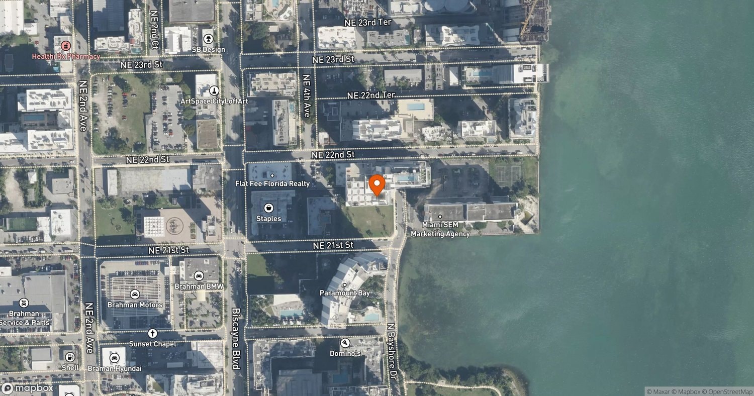 Site of Watermarc at Biscayne Bay (now Flow Edgewater) at 2150 N Bayshore Dr, Miami, FL 33137
