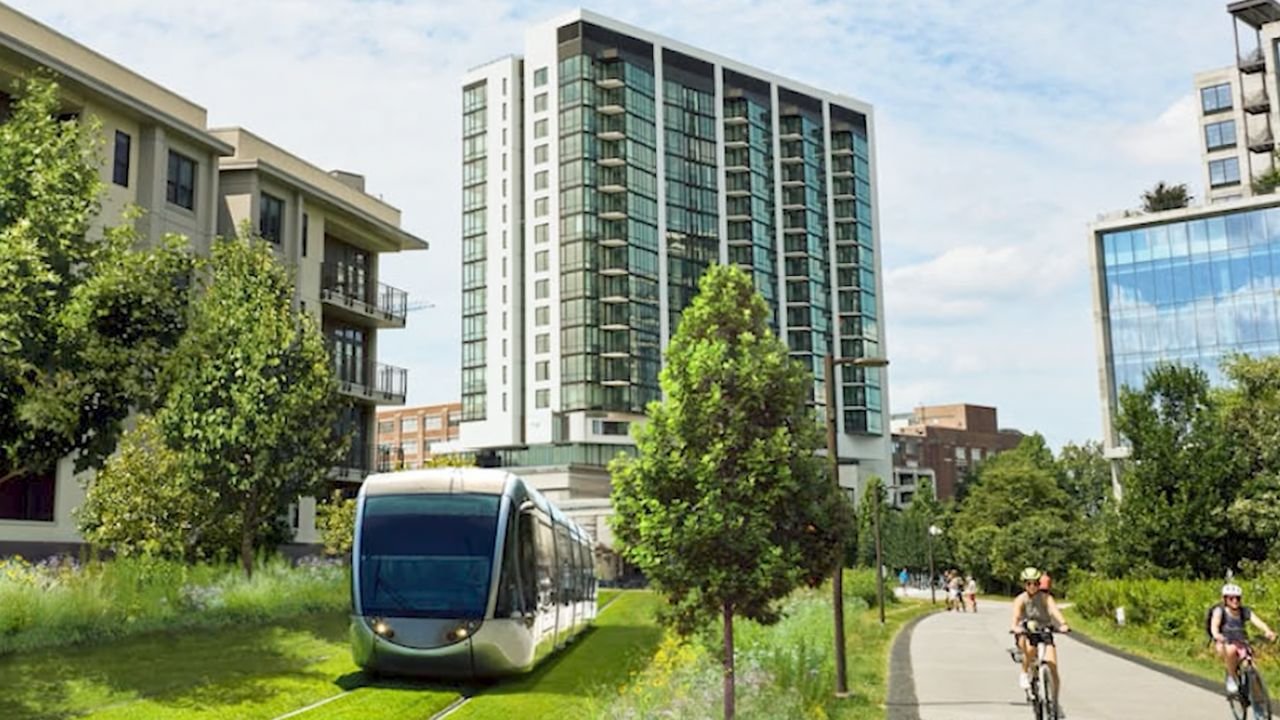 Conceptual rendering of light rail transit along the Atlanta Beltline corridor
