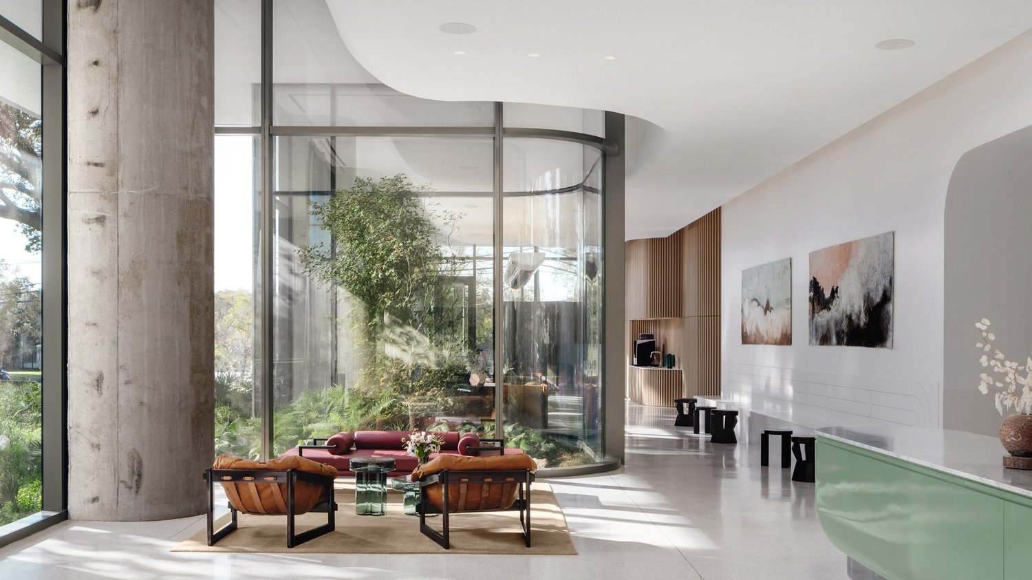 Michael Hsu utilises soft shapes for Austin skyscraper interiors