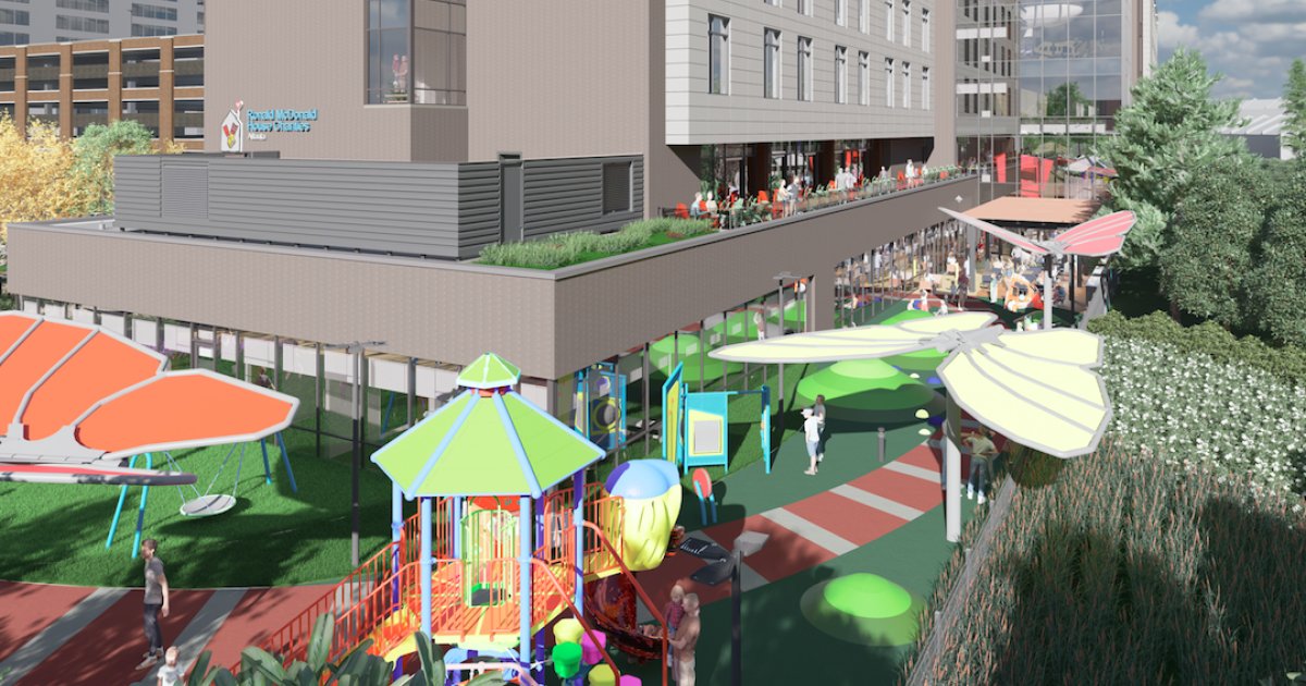 Rendering of the outdoor play terrace at the 110-room Ronald McDonald House Atlanta