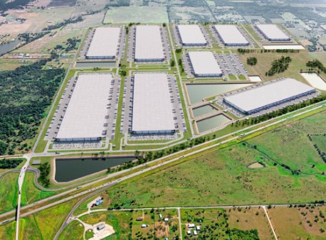 Aerial master-plan rendering of the Terrell 20 Business Park industrial development along I-20