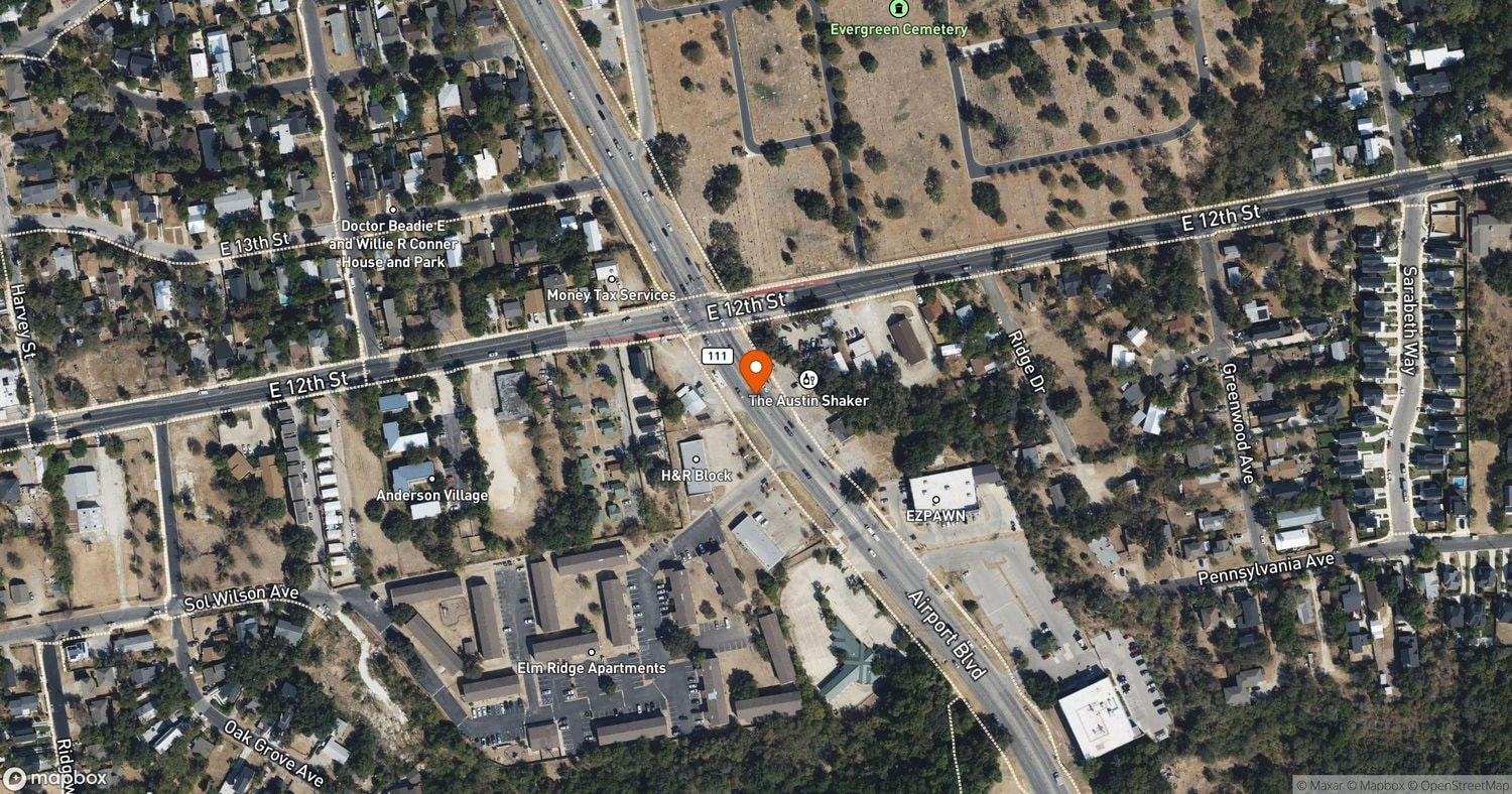 Site of Elm Ridge Apartments Rehabilitation at 1190 Airport Blvd, Austin, TX 78702
