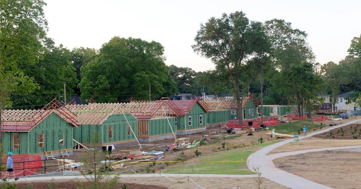 Homes under construction at Langston Park during the Carter Work Project build