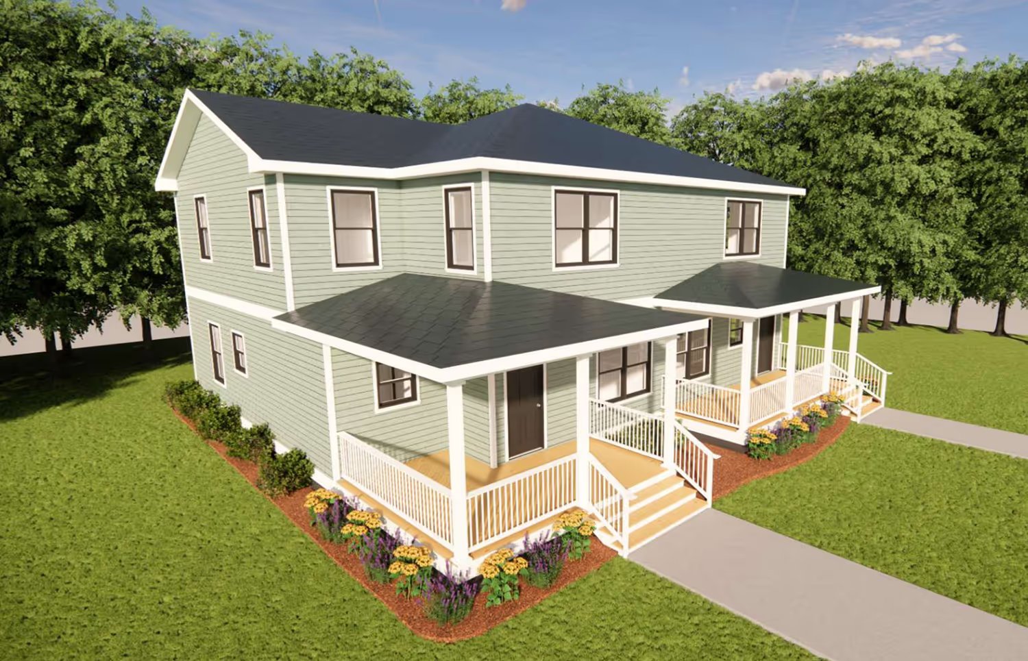 Rendering of a duplex home planned at Langston Park in Sylvan Hills