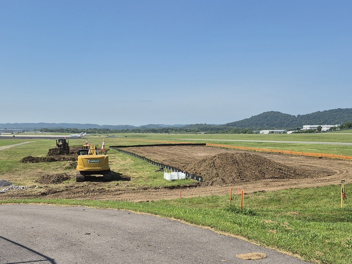 Site work underway for the Atlantic Aviation FBO at John C. Tune Airport