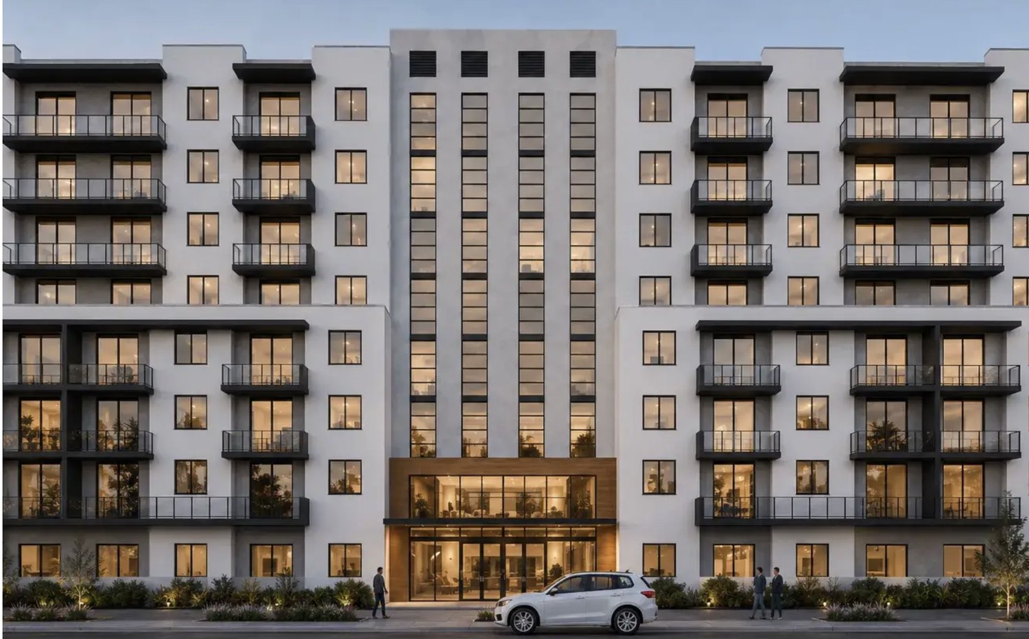 Front elevation rendering of Casa Princeton Phase III's main entrance