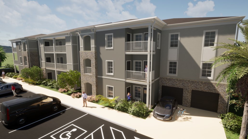 Rendering of an apartment building planned for the Luminara Place & Harborline at Sarasota development (Image: Kittle Property Group)