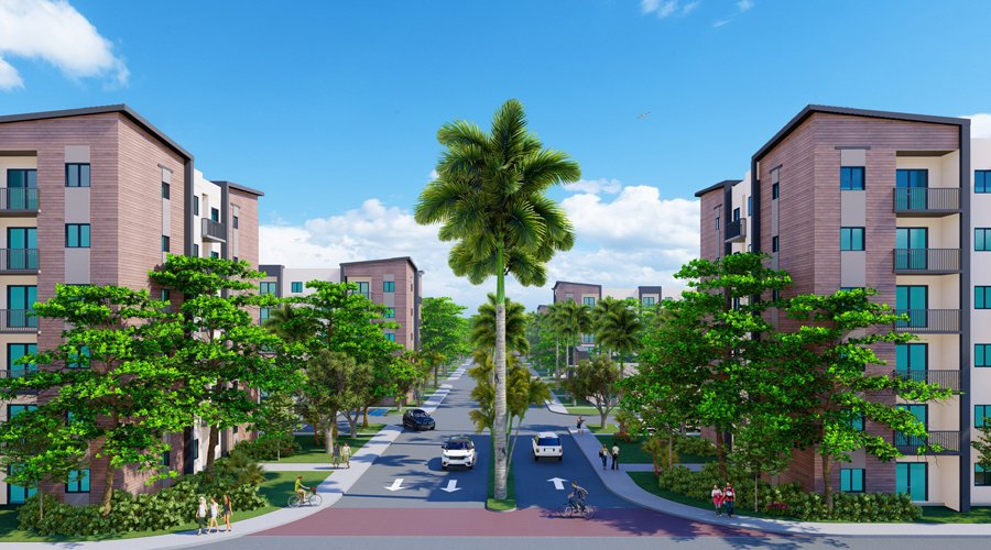 Rendering of the internal streetscape at Magnolia Point