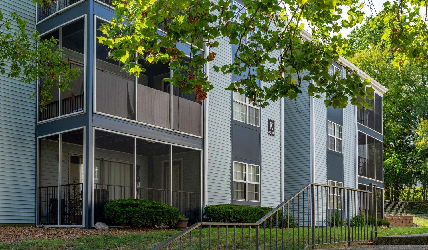 Screened porches at Brookridge Apartments