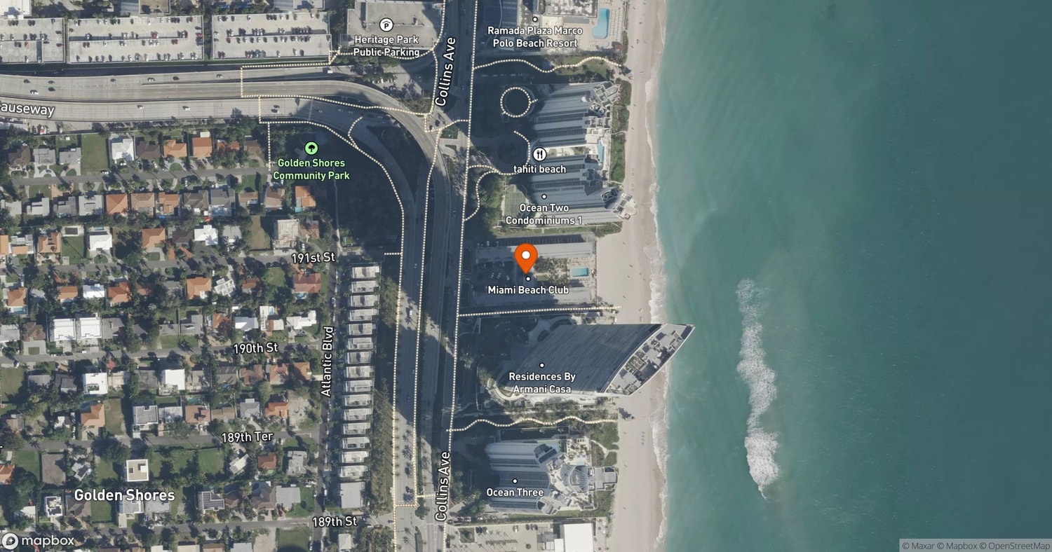 Site of Miami Beach Club Residences at 19051 Collins Avenue, Sunny Isles Beach, FL 33160